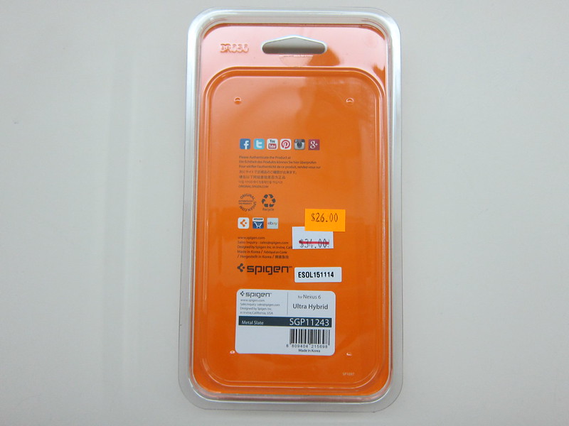 Spigen Nexus 6 Case Ultra Hybrid - Packaging Back