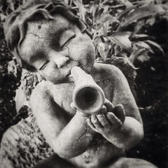 Just because it's holiday time - Angel playing a horn! #angel #music #statue #blackandwhite #blackandwhitephotography @eduardontavares