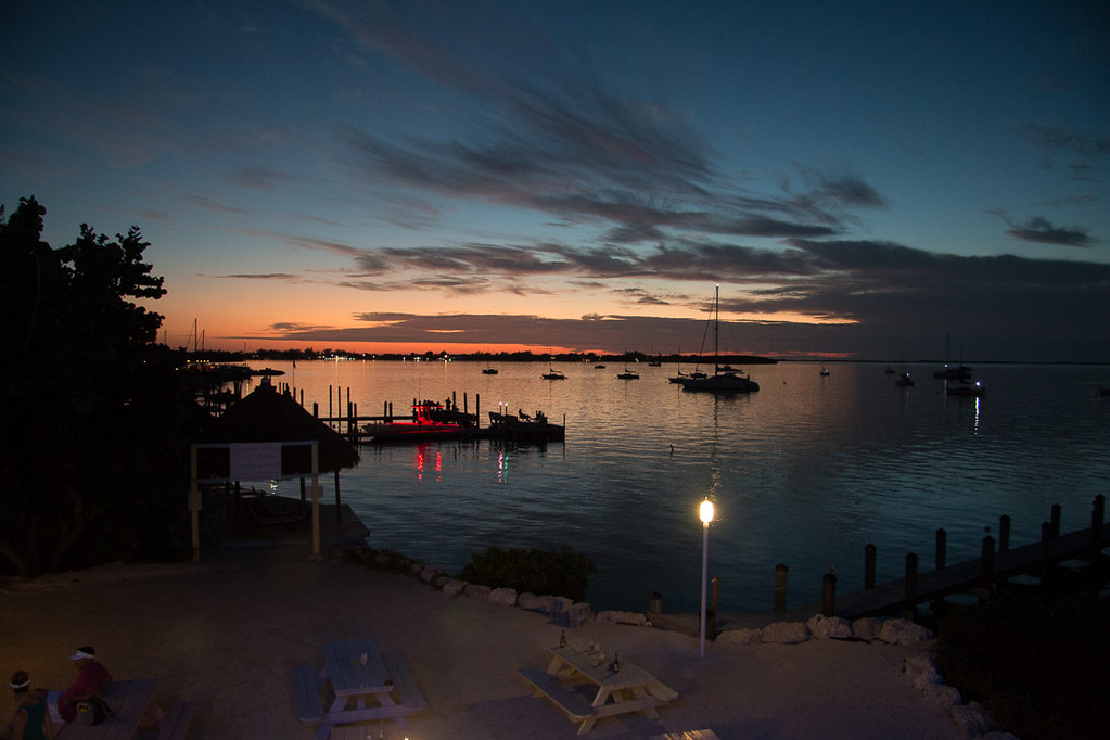 Sunset view from Bayside Grille in Key Largo