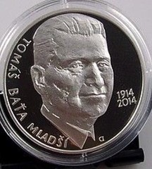 Czech Republic coin on Thomas Bata obverse