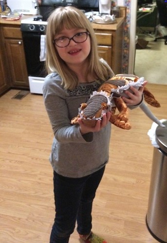 I couldn't find a plush bearded dragon toy anywhere, so a friend-of-a-friend made her one. God bless social media.