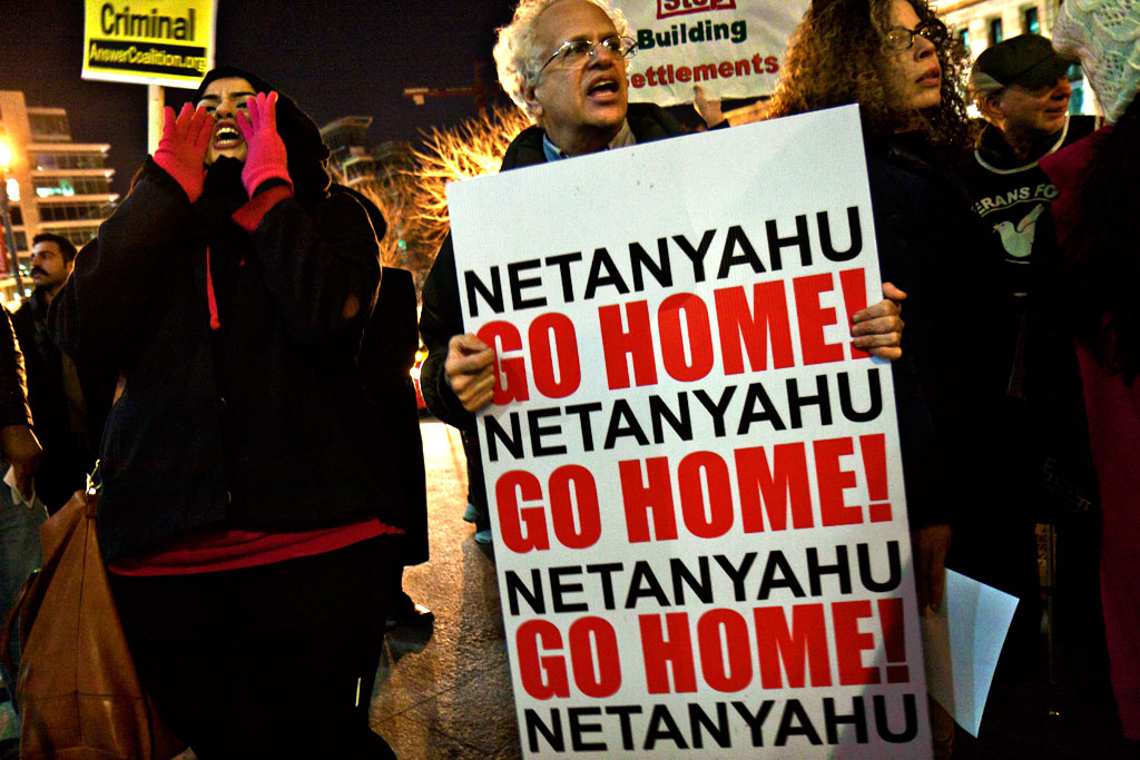 抗议Bibi Netanyahu，华盛顿特区