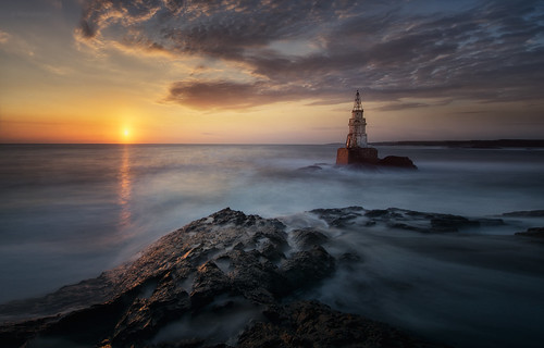light sea lighthouse seascape black water clouds sunrise landscape nikon rocks bulgaria ahtopol rashkovski