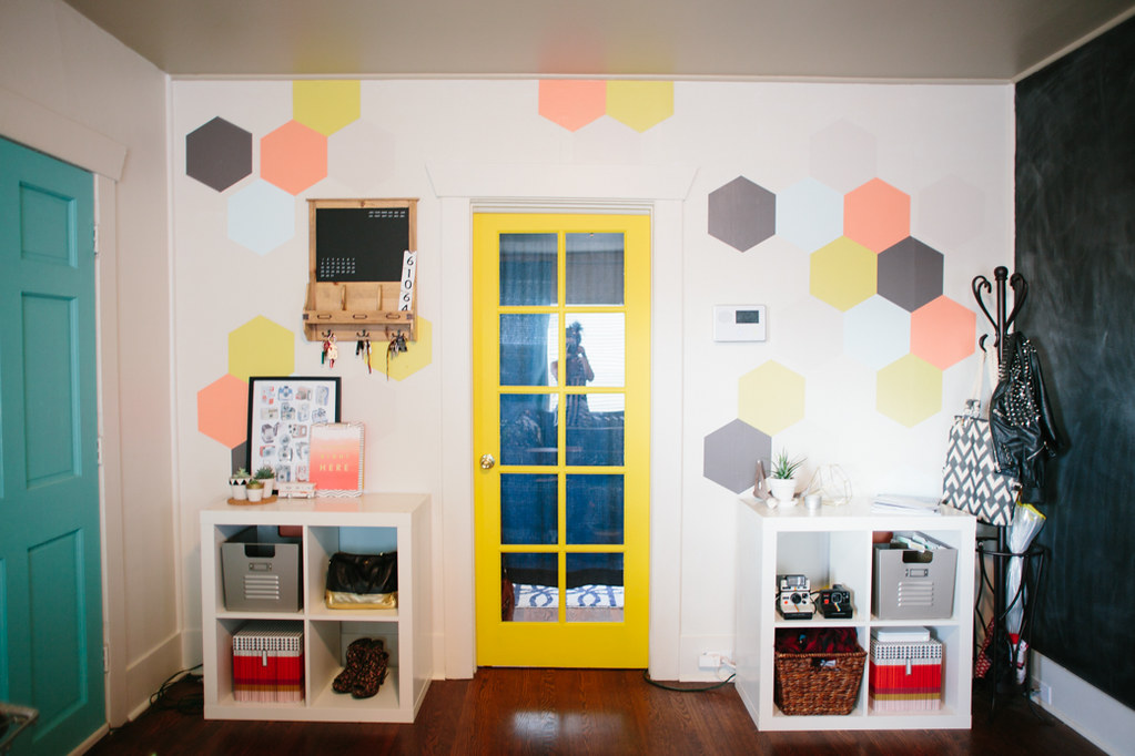 hexagon painted wall design