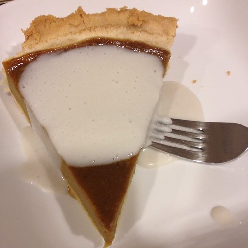 Delicious #vegan pumpkin pie, but my coconut whipped cream didn't fluff up.