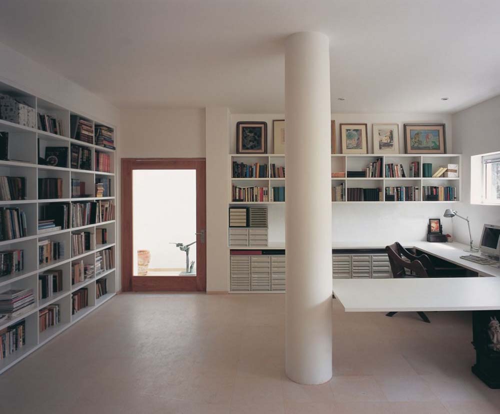 Modern Home Office with Library