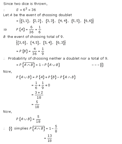 RD-Sharma-class-11 Solutions-Chapter-33-Probability-Ex-33.4-Q-9