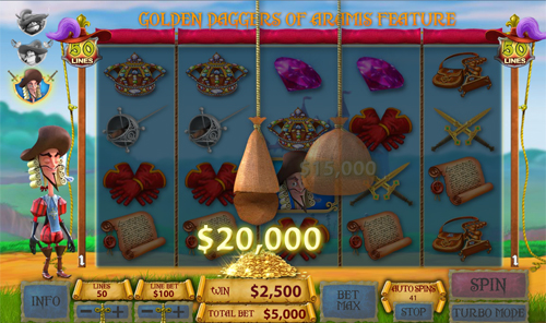 free The Three Musketeers and the Queen's Diamond bonus game