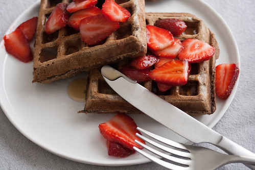 Buckwheat Waffles with Macerated Strawberries