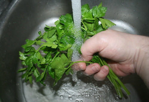 12 - Petersilie waschen / Wash parsley