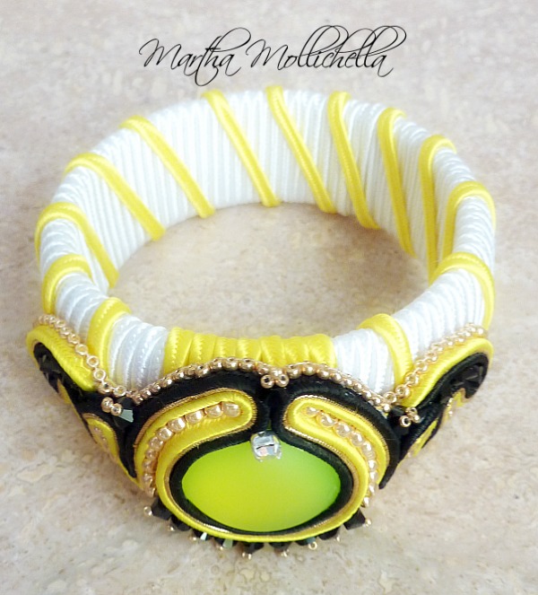 soutache bracelet sunwing yellow and black colours