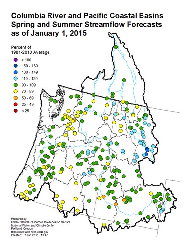 Columbia River and Pacific Coastal Basins Spring and Summer Streamflow Forecasts as of January 1, 2015