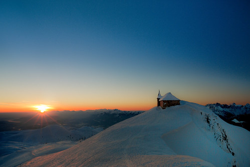 winter sun snow church sunrise canon austria carinthia villach dobratsch