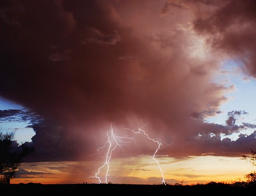 sunset summer arizona desert tucson monsoon thunderstorm lightning