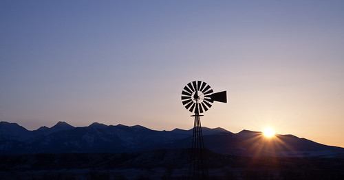 winter sky mountains windmill sunrise march montana