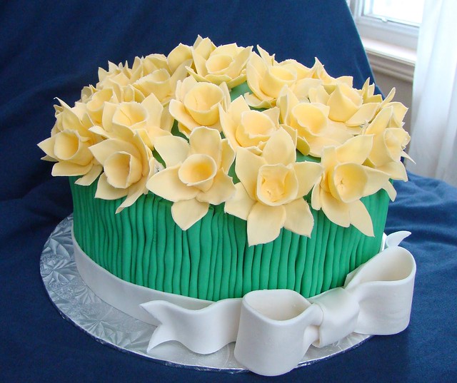 Lovely Cake Covered with Sweet Daffodils by Martha's Cake Creations
