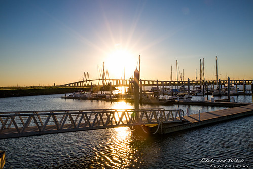 bridge sunset water marina boats coast twilight fishing ship texas gulf baytown houston fred channel hartman