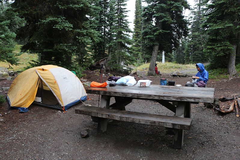 A picnic table was deluxe accommodation at the Harts Pass Campground.