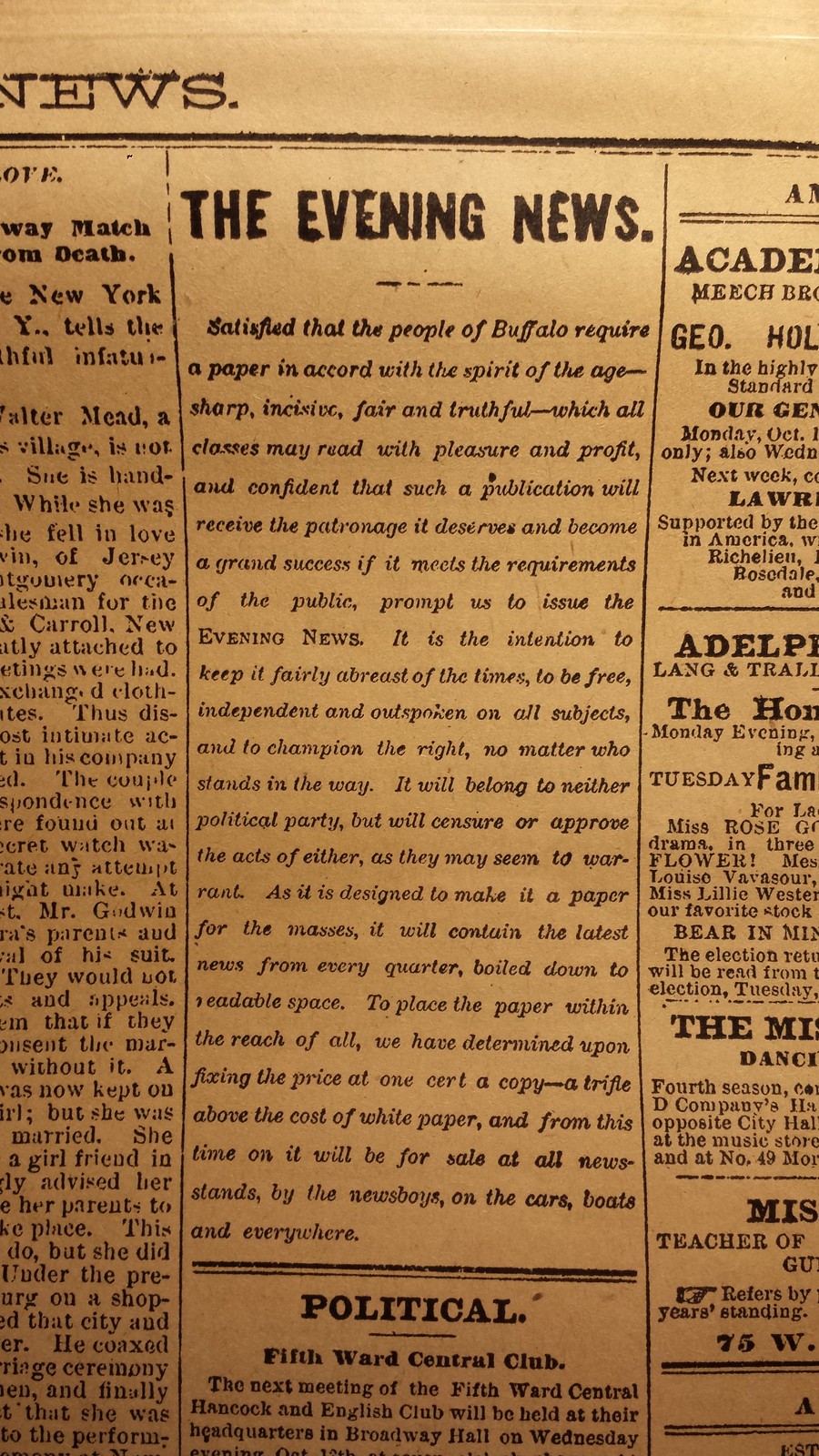 October 11 1880 Buffalo NY Buffalo Evening News