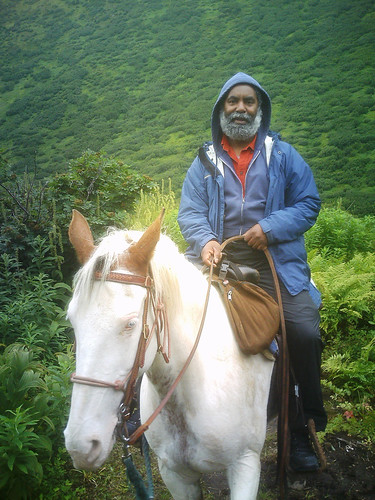 Chugach Deputy District Ranger Robert Stovall’s horse ride on the Chugach National Forest’s Devils Pass Trail to accompany youth on an archaeological survey expedition proved a courage-inducing experience leaving him a bit ‘astounded’ by this first-time horseback encounter. (U.S. Forest Service photo)