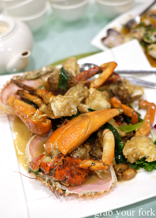 Mud crab with ginger and shallots at Golden Palace Seafood Restaurant, Cabramatta