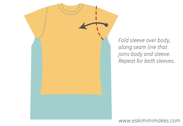 Lining up your ideal t-shirt to re-fashon a shapeless one