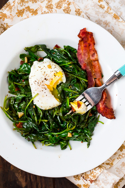 Sauteed Kale and Spinach with Bacon & Balsamic