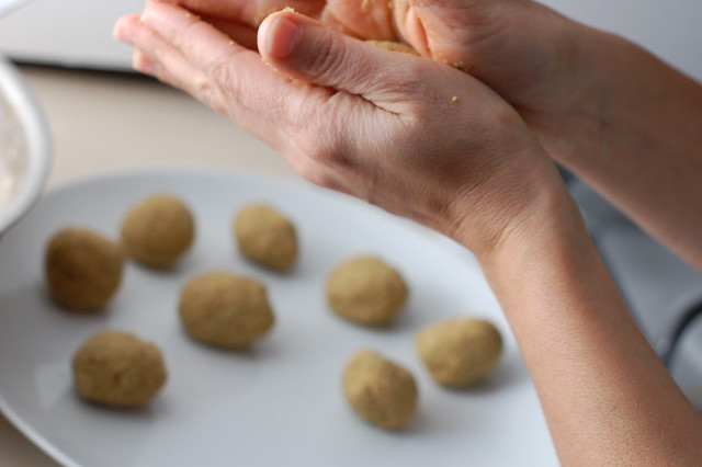 Forming the falafel patties by Eve Fox, the Garden of Eating, copyright 2015