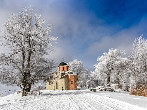 trees winter mountain snow church macedonia osogovo whitewinter