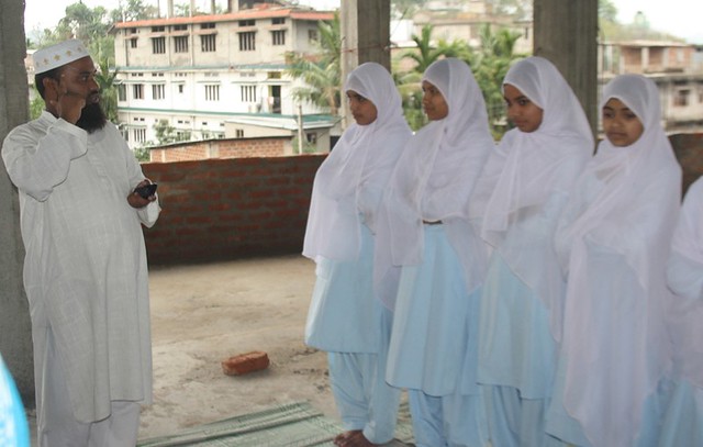 Principal Maulana Manzur Ahmad Mishbahi during a class at Madrassatul Banat in Guwahati