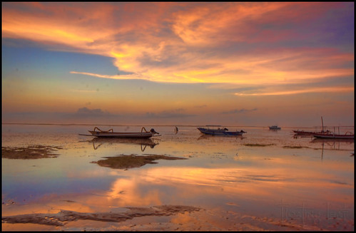 travel sunset bali color beach boat fisherman