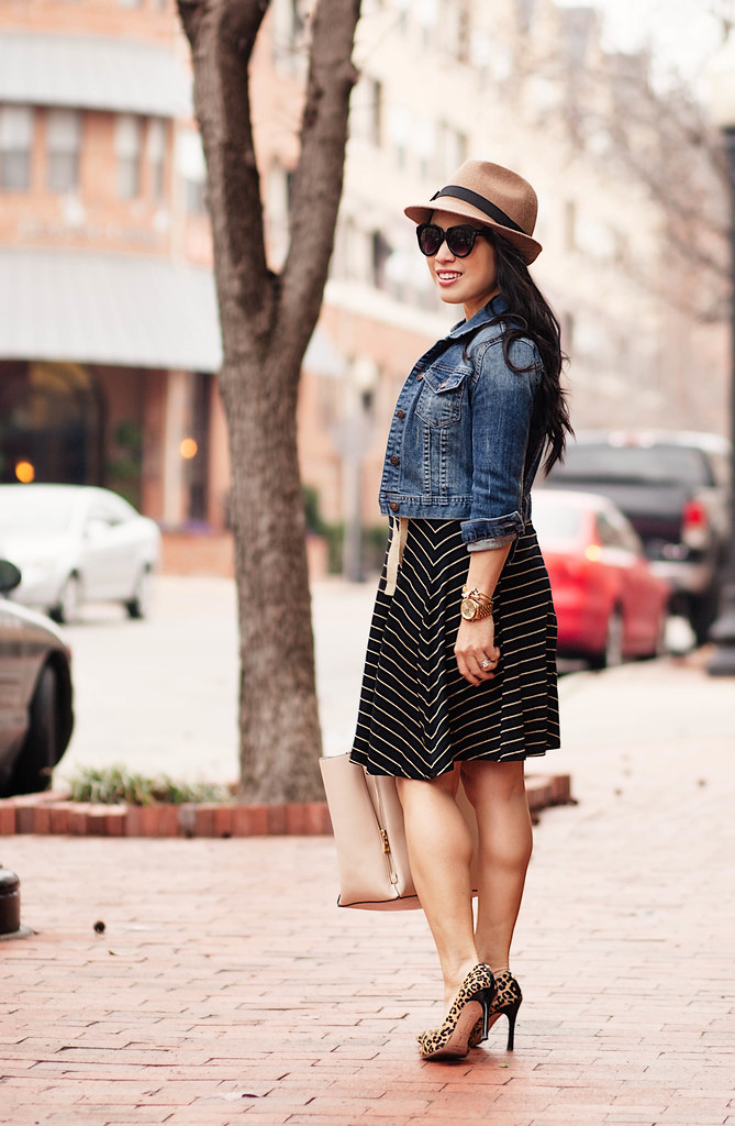 Stripes, Denim + Fedora - cute & little | Dallas Petite Fashion Blogger