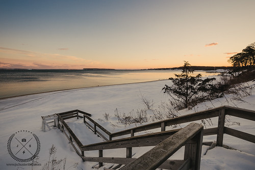 winter sunset snow cold ice beach water stairs landscape evening bay coast suffolk nikon glow smooth scenic peaceful wideangle calm stairway local february frigid northfork snowcovered eastend d610 cutchogue nofo peconicbay robinsisland pequash nikkor1635mmf4vr northforker