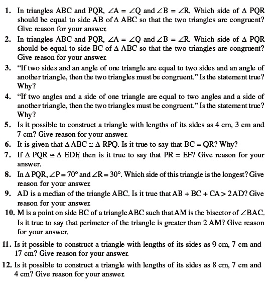 Class 9 Important Questions for Maths - Triangles/