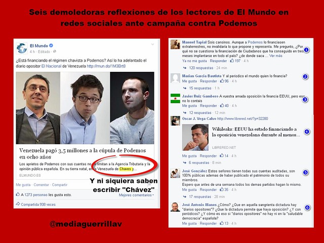 Seis demoledoras reflexiones de usuarios de redes sociales ante campaña anti Venezuela y anti podemos en España