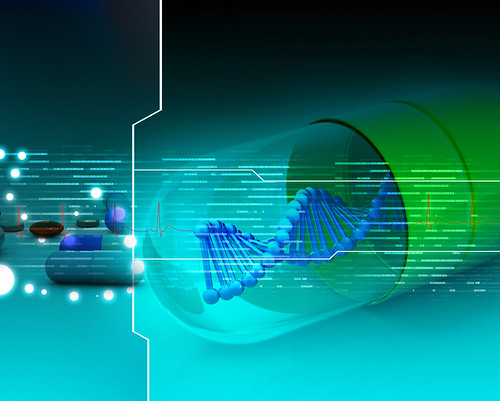 Dna capsule in abstract background