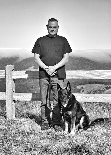 california portrait usa dog man fog fence nikon d200 germanshepard trinityhighway ca299