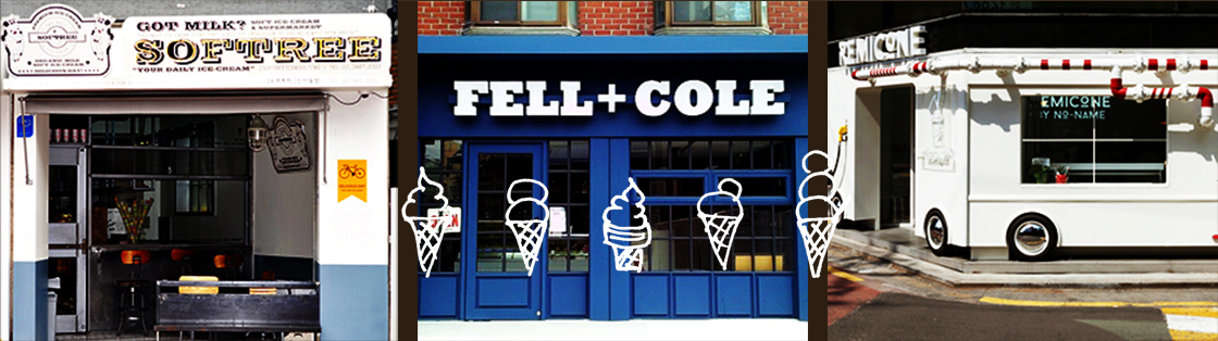 3 ice cream shops b