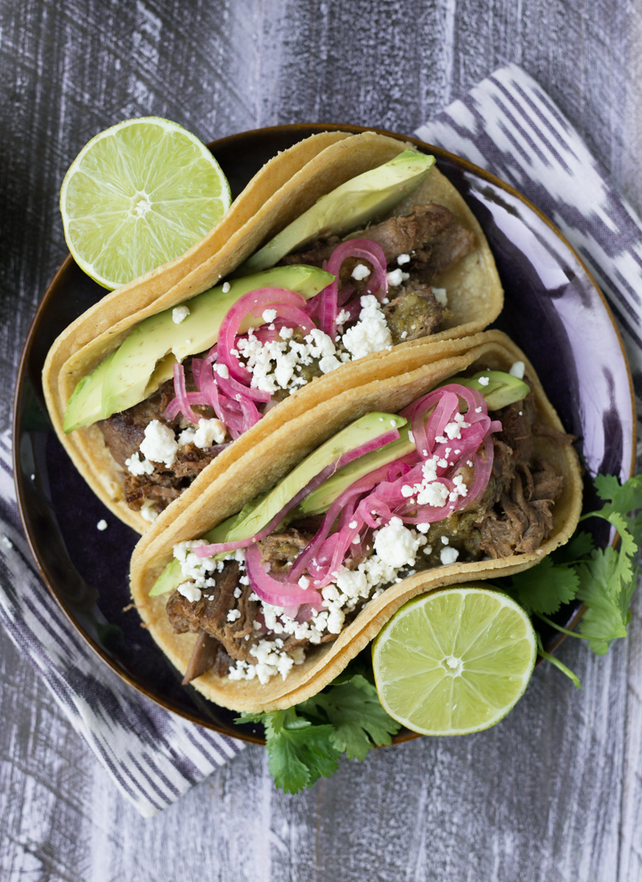 Lamb Carnitas Tacos with Roasted Tomatillo Salsa www.pineappleandcoconut.com