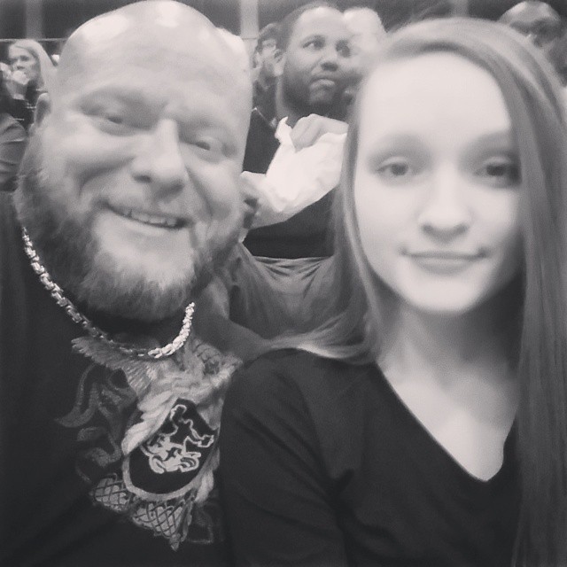 Me with my beautiful daughter watching The Varsity Lady Titans Basketball Team ballin.....