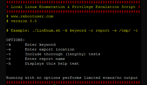 LinEnum - Linux Enumeration & Privilege Escalation Tool
