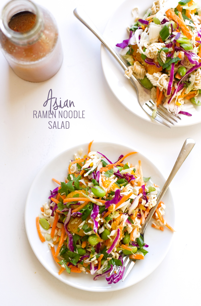 Asian Ramen Noodle Salad - loaded with a fresh vegetables and my sweet sesame vinaigrette! #asiansalad #ramennoodlesalad #asianramensalad #ramensalad | littlespicejar.com
