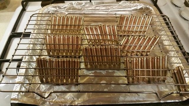.223 Brass Cases on Drying Rack