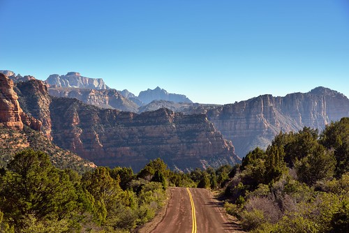 road trees mountains nature utah unitedstates canvas blueskies portfolio zionnationalpark day8 cougarmountain cliffface springdale navajosandstone lookingse kolobterraceroad project365 clff colorefexpro mountainsindistance absolutelystunningscapes mukuntuweapnationalmonument nikond800e