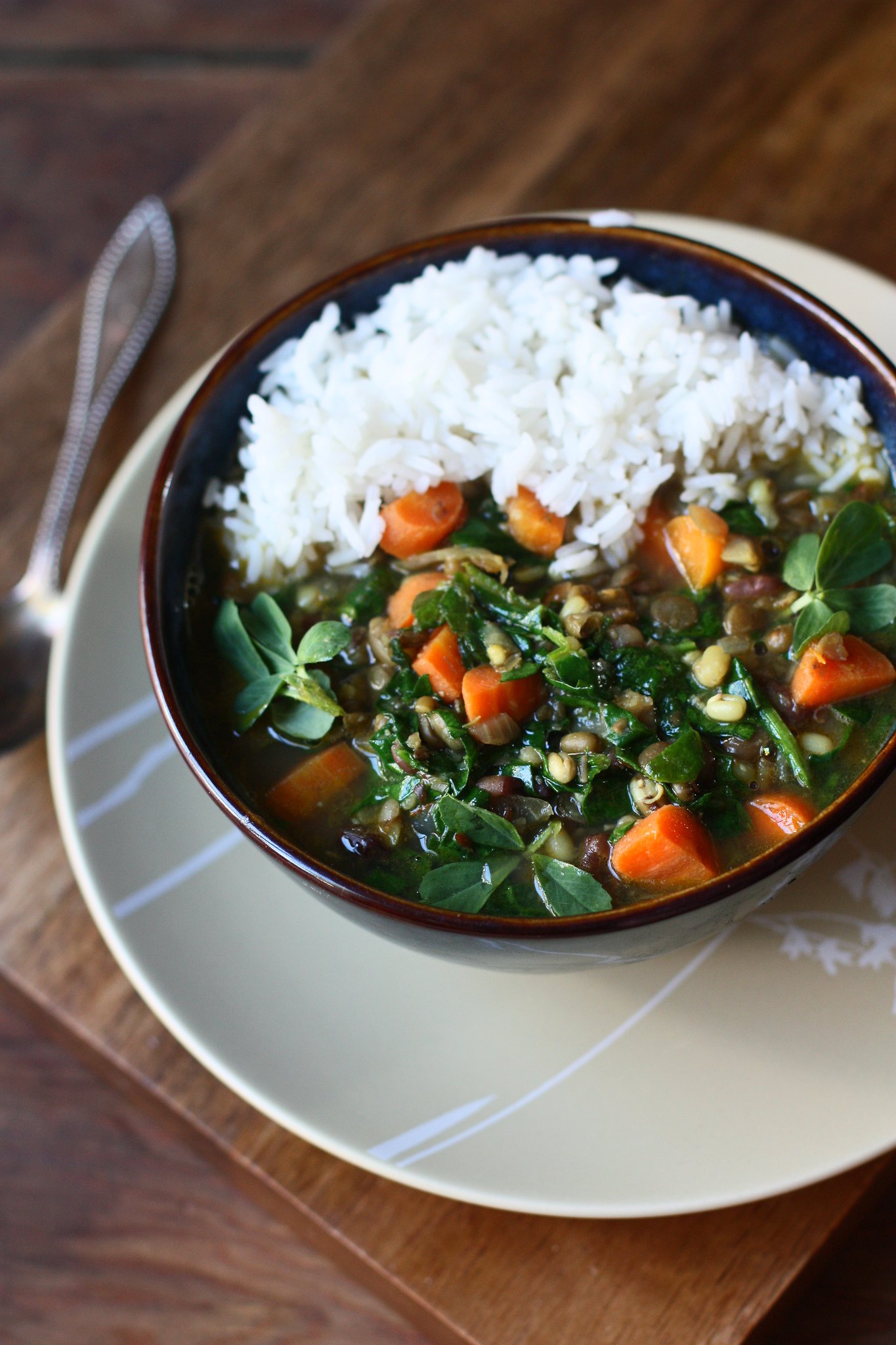 3 Bean Carrot- Spinach Spicy Stew(Indian Style)