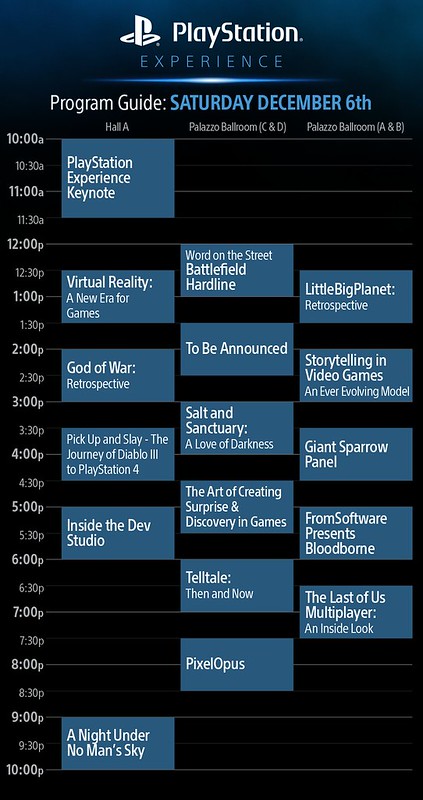 PlayStation Experience: Saturday, December 6th Schedule of Events