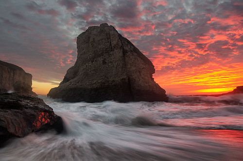 california sunset cliff santacruz seascape color rock landscape surf davenport breakingwaves tamron1750 sharkfincove pentaxk5 shanevenem