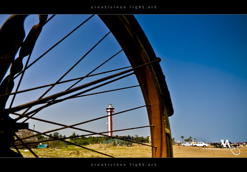 lighthouse beach bicycle spokes tamilnadu poompuhar creativince
