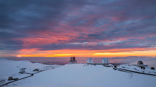 winter sunset snow cold hawaii snowy nasa subaru astronomy bigisland telescopes keck maunakea jcmt irtf infraredtelescopefacility jamesclerkmaxwell