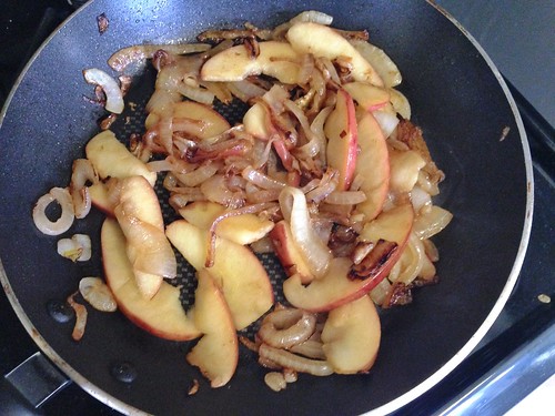 sauteed onions and apples for smothered maple turkey burgers